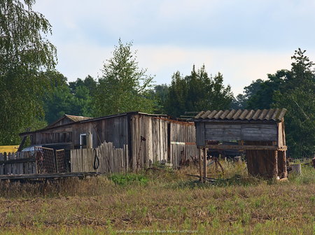 Stare drewniane budynki w Piaskach