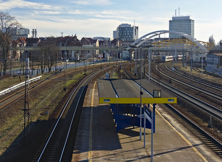 Tory kolejowe w stronę stacji Gdańsk Główny
