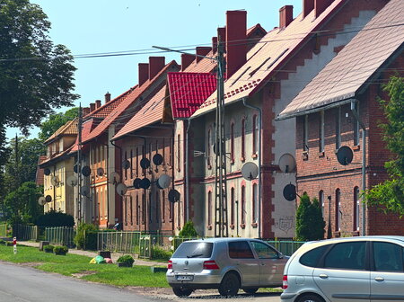 Rząd domów w Laskowicach Pomorskich